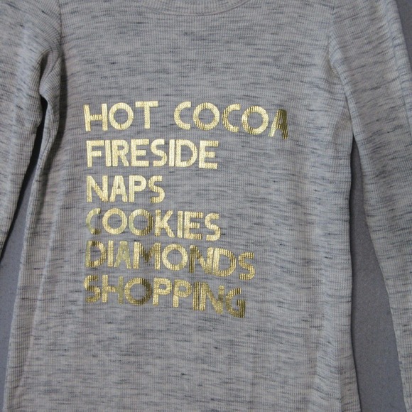 Aerie Waffle Knit Thermal‎ Sleep Shirt HOT COCOA FIRESIDE NAPS - Picture 2 of 10